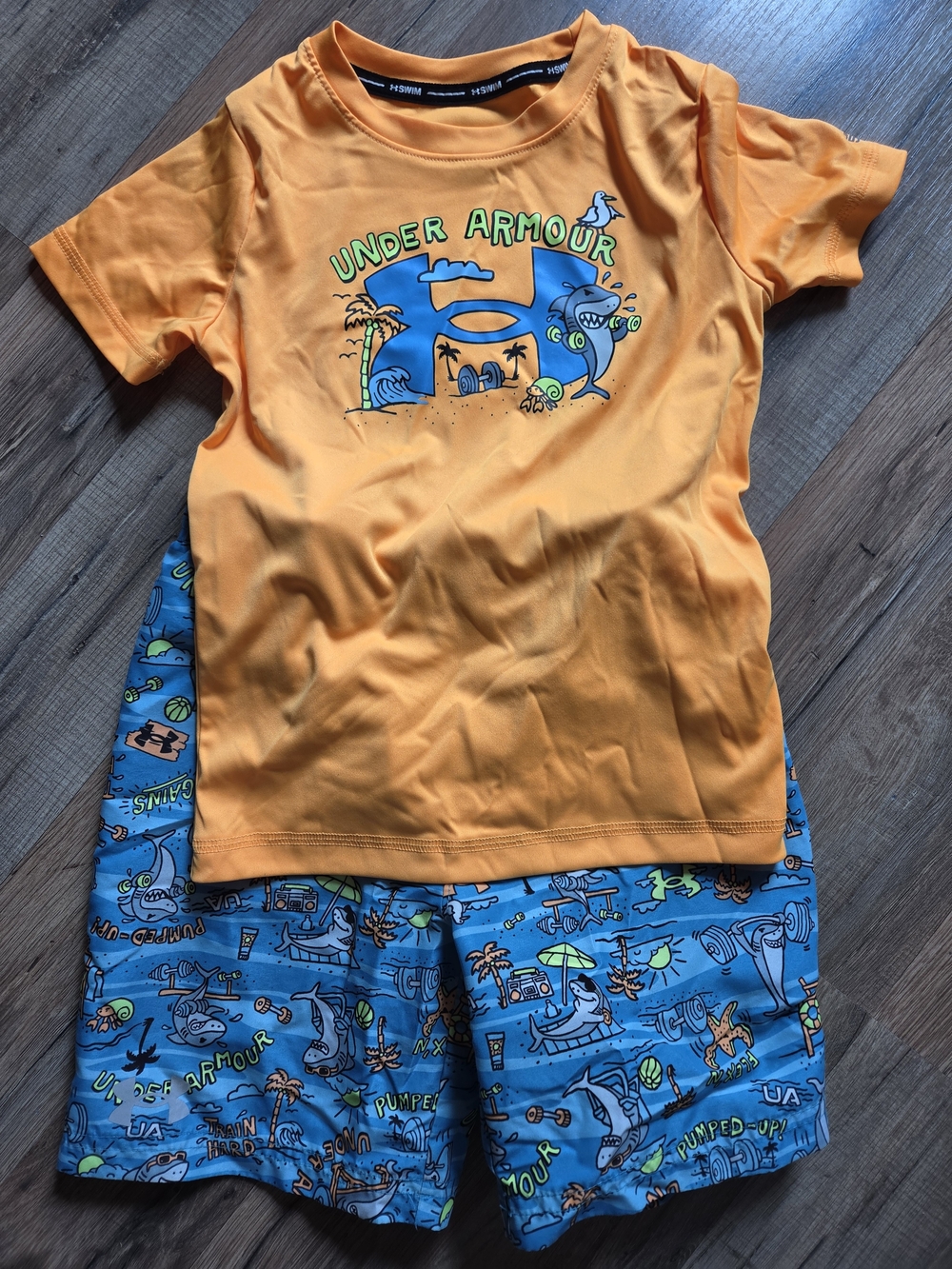Under Armour Kids Orange Shark Graphic Swimsuit
